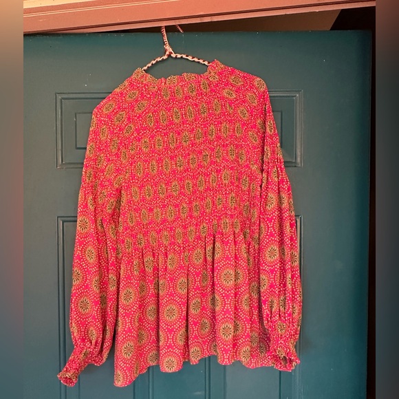 Rose & Olive Pink and Green Patterned Blouse, size M - Picture 2 of 5